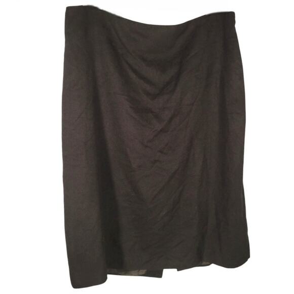 Luciano Barbera Italy Wool Skirt IT 46 US 10 Black Lined Knee Length 32" Pencil - Picture 1 of 7